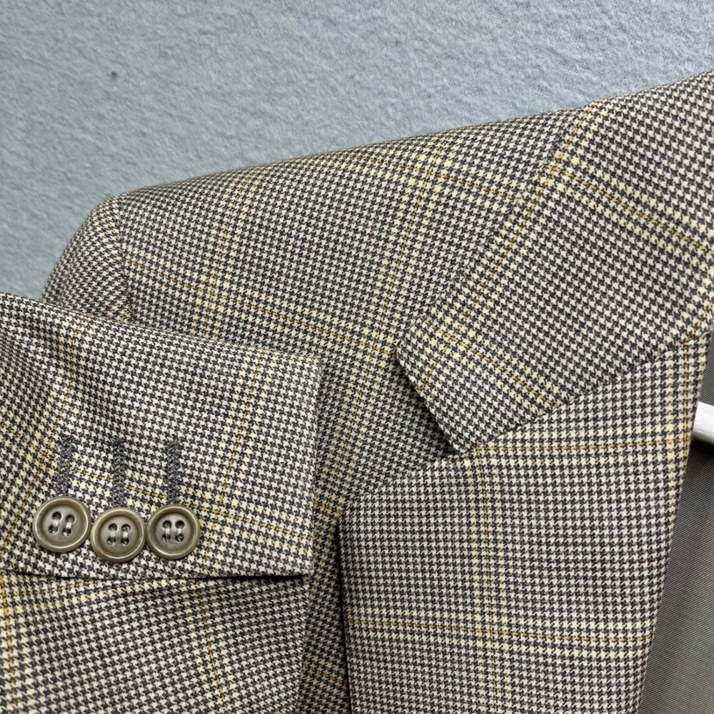 New Canali Blazer Men 40R Super 120s Delfino Wool Houndstooth Windowpane luxury